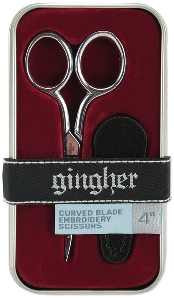 Gingher G-4C 4; Curved Blade, Chrome Finish embroidery scissors