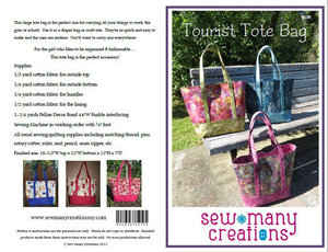 Sew Many Creations SMC509, Tourist Tote Bag Sewing Pattern for 18-1/2"W Top x 12"W Bottom - 12"H x 7"D  Finished Siz
