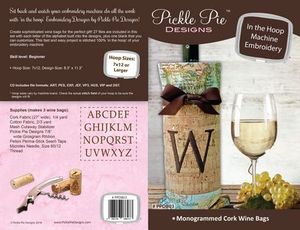 Pickle Pie Designs PPDB03 Monogrammed Cork Wine Bags