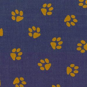 Fabric Finders Printed Denim Fabric – Gold Paw Print 100% cotton. 60″ wide bolt
