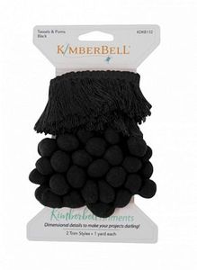 Kimberbell KDKB132 Tassels & Poms Trim: Black
