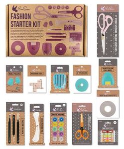 ES-EFB Eversewn 14pc Fashion Sewing Starter Kit: 20Needles, 2Pullers,  10Bobbins, 100Pins, Tools, 10Clips, 2Scissors, Ripper, 3Tweezers, Chalk,  2Tapes at