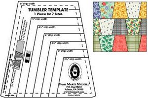 M8204, Multi-Size Tumbler Block Tool Quilting Template, 8 sizes 2in through 5-1/2in in 1/2in increments.