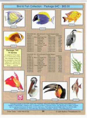 Balboa Threadworks 64C Tropical Fish & Birds 4x4 Embroidery Disks