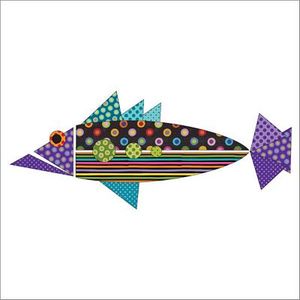 Urban Elementz UEA1192 Origami Fish Dotz Purple- Applique