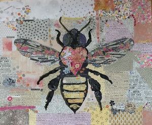 Fiberworks FWBEE, Honey Bee Collage Quilting Pattern by Laura Heine