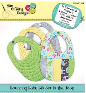 Sue O'Very Designs SWAST119 Bouncing BabyBib Set ITH Machine Embroidery Design CD