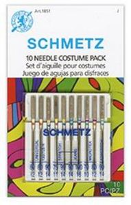 Schmetz S1851 Costume Sewing Needle Combo 10Pack, 3 Universal (80/12, 90/14) 2 Stretch (75/11, 90/14) 2 Jeans (90/14, 100/16) 2 Microtex (70/10, 80/12