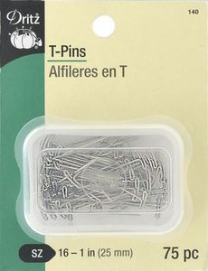 Dritz D140 Straight T-Pins Size 16, 25mm 1 inch Long, 75 count Package