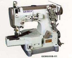 7934: Gemsy GEM600B-01 Cylinder Bed 2&3 Needle, 1/8 & 1/4" Top & Bottom Cover Hem Stitch Interlock Machine, Unassembled Power Stand