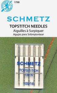 59096: Schmetz S-1798 Topstitch Needles Oversized Eye, 5pk sz 16/100