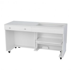 94107: Kangaroo II K8711 White Ash Sewing Cabinet RTA 55 ⅝W x 40½D x 29½H Open