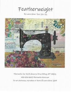 Fiberworks FWLHFEATH Featherweight Sewing Machine Collage Pattern, for Size 26x32in Quilt by Laura Heine