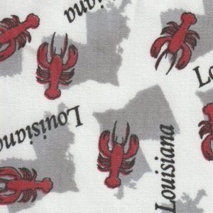 Fabric Finders 2227 Louisiana Crawfish Fabric: Red, Black and Grey 60″ wide bolt