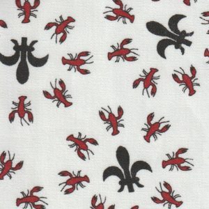 Fabric Finders 2226 Crawfish Fleur De Lis Fabric: Red and Black 60″ wide bolt