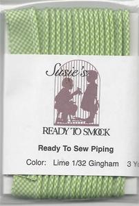 Susie's Ready to Smock Gingham Piping Lime S816