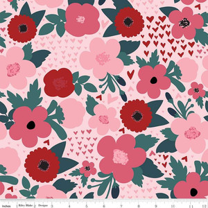 Riley Blake C7621-PINK Hello Sweetheart Floral Pink by yard