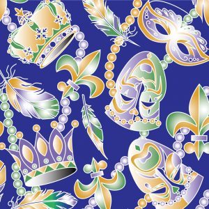 Fabric Finders 2271 Mardi Gras Mask Fabric: Beads & Feathers 60″ wide bolt