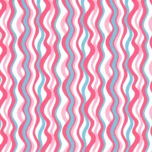Fabric Finders 1878 Wave Fabric: Coral and Turquoise by the yard