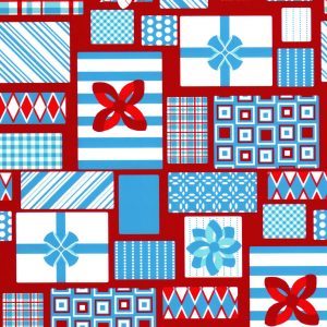 Fabric Finders 1851 Turquoise and Red Presents by the yard