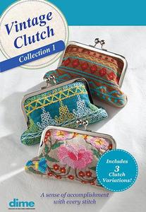 DIME VPURSES1, Vintage Clutch Collection 1 Bundle CD, 3 Clutch Designs +12 Spools of Thread +1 Pack of 5 Needles