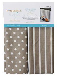 Kimberbell KDKB214 Dots & Stripes Tea Towel Grey