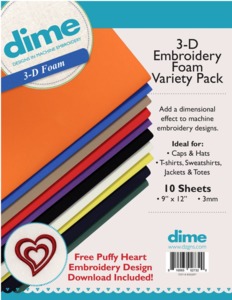 DIME 3-D Embroidery Foam Variety Pack + Free Embroidery Design