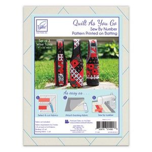 June Tailor JT1490 Quilt As You Go Wine Totes 3 pk, June Tailor JT1490 Quilt As You Go Wine Totes 3pk patterns on printed batting for easy sew-by-number construction
