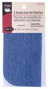 Dritz D55240-59D Denim Iron-On Patch Faded Blue 2ct  6/box