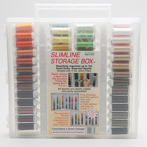 Sulky, 885-03, Universal, Slimline, Thread, Storage Box, 16 Popular, Sulky 40Wt, Rayon, Embroidery Thread Kit, 850 Yard, KING SIZE Spools, 64 Slots