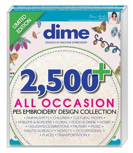 96491: DIME #AOUSB 2500 All Occasion Designs in PES Format Embroidery Collection on USB