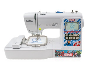 96760: Brother LB5000M Marvel Computer 103 Stitch Sewing +4x4in Embroidery Machine USB, 80 Embroidery Designs, 9 Fonts, 4 Interchangeable Faceplates, 14Lbs