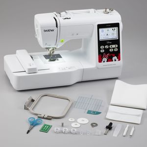 96761: Brother PE550D 4x4 Embroidery Machine USB, 125 Designs, 45 Disney, 9 Fonts, 120 Borders, Color LCD Touch Screen Edit,  Quick Set Bobbin, 4 Faceplates