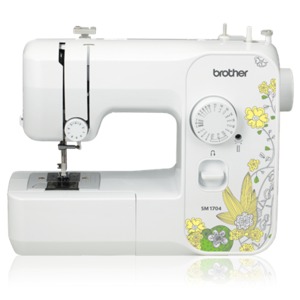 Brother, SM1704, Sewing Machine, Brother SM1704 17-Stitch Mechanical Sewing Machine, One-Step Buttonhole, Quick-Set drop-in top bobbin, winder, 4 Included Accessory Feet