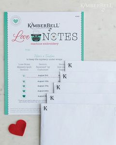 Love Notes, Kimberbell, Love Notes by Kimberbell, Fabric Kit, Quilting, Kit, Backing Kit, backing, Embellishment, Embellishment kit, Vinyl, leather, applique glitter, embroidery, Machine Embroidery