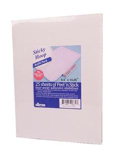 DIME Exquisite Sticky Hoop, Peel N' Stick, Stabilizer, 25-Pack, 8.5" x 13.25", Stabilizer Sheets, Sticky Hoop, Brother, Babylock, Exquisite Stabilizer