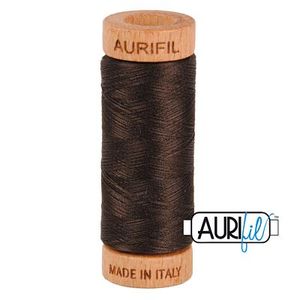 Aurifil, Cotton Mako Thread, 80wt, 280m, 1080-1130, VERY DARK BARK
