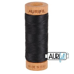 Aurifil 1080-4241 Cotton Mako Thread, 80wt 280m VERY DARK GRAY