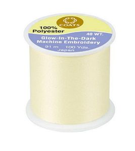 Coats, Coats & Clark, Glow in the Dark, 100 yd., Embroidery Thread, Quilting Thread, Yellow, 40 wt., Polyester