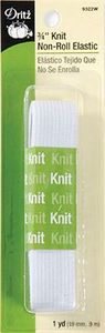 Dritz DE9322W 3/4in White Knit Non-Roll Elastic 1yd
