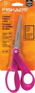 Fiskars F194513-1008 8 in Fashion Scissors Shears Bent Trimmers, Berry Handle