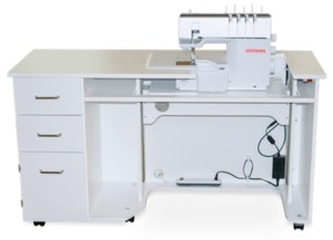 99473: Bernina Serging Studio Sewing Machine Cabinet Assembled by Horn of America for L850 L860 L890