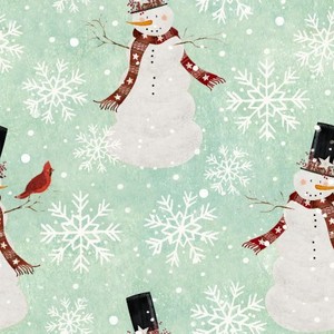 3 Wishes Fabric 3WI18103-TRQ-CTN-D HOME FOR THE HOLIDAYS - SNOWMAN