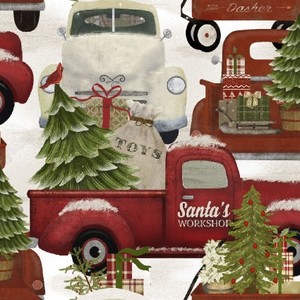 3 Wishes Fabric 3WI18110-MLT-CTN-D HOME FOR THE HOLIDAYS - TRUCKS