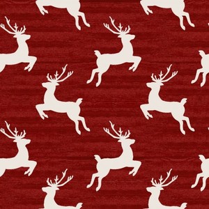 3 Wishes Fabric 3WI18109-RED-CTN-D HOME FOR THE HOLIDAYS - REINDEER