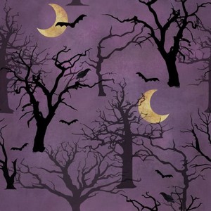 3 Wishes Fabric 3WI18114-PUR-CTN-D Spooky Night Forest