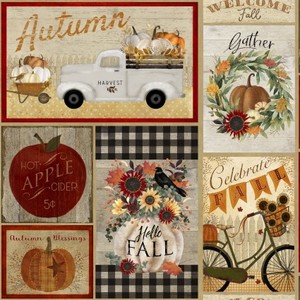 3 Wishes Fabric 3WI18116-MLT-CTN-D Happy Fall Patchwork