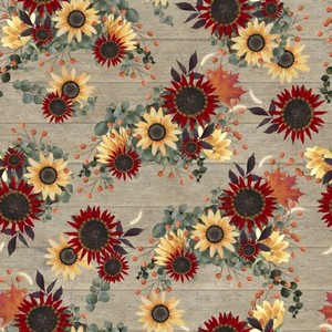 3 Wishes Fabric 3WI18120-TAN-CTN-D Happy Falls Flowers