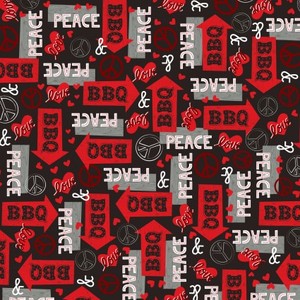 EE Schenck Peace, Love & BBQ HEG9507-98 Words & Arrows Red/Black