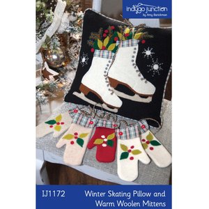 Indygo Junction IJ1172 Winter Skating Pillow and Warm Woolen Mittens Wool Applique Patterns